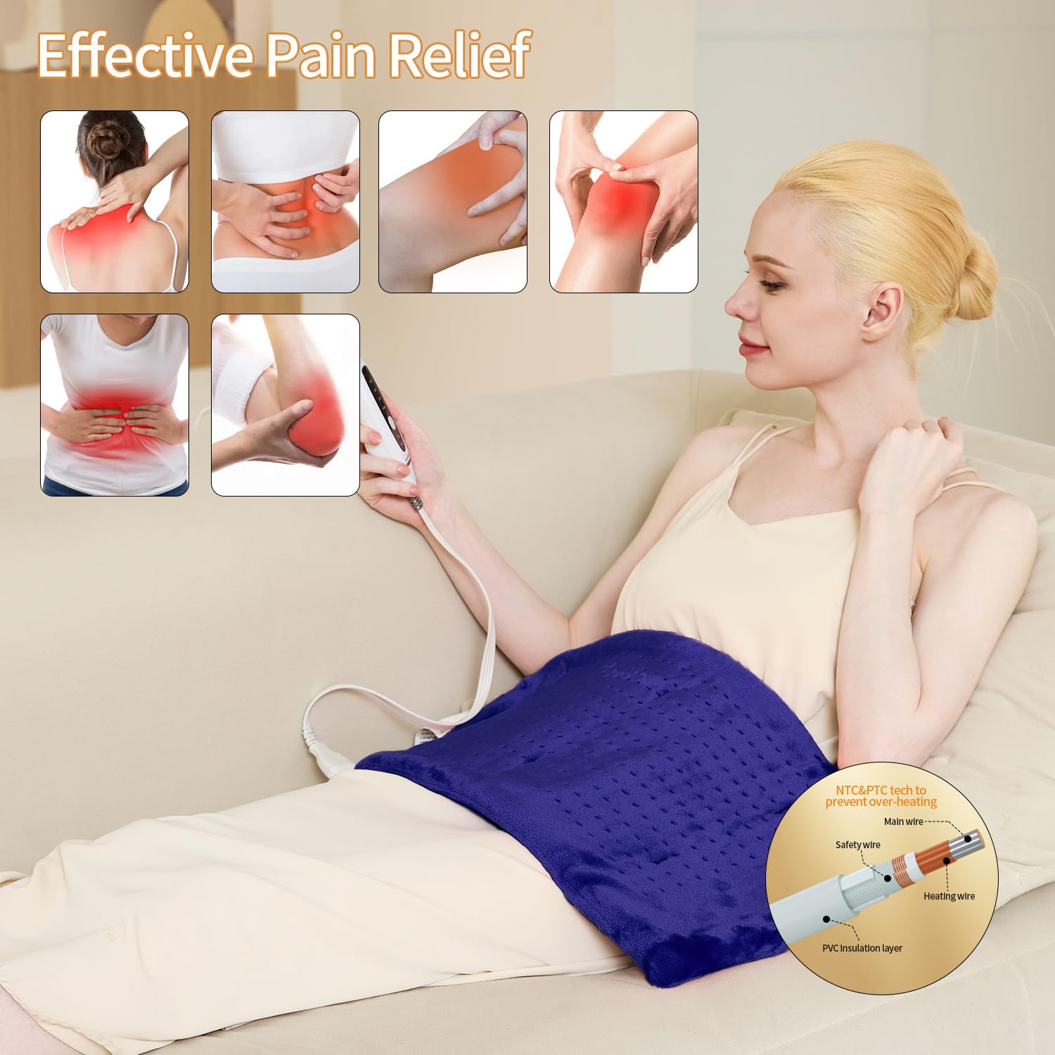 Myiosus massaging weighted heating pad shoulder region offers targeted comfort.