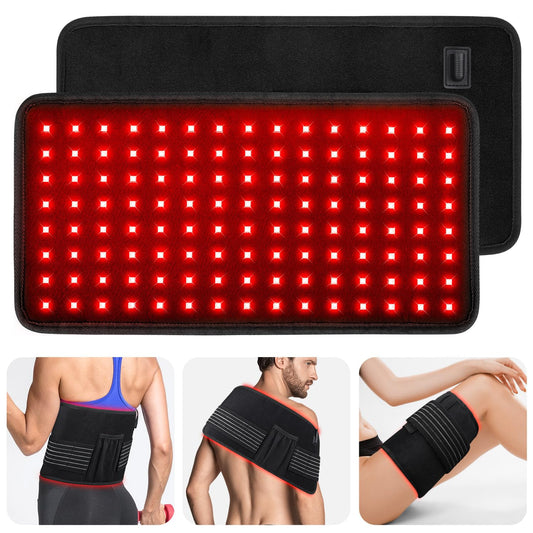 Myipyi red light therapy pad on the back for targeted relief and relaxation.
