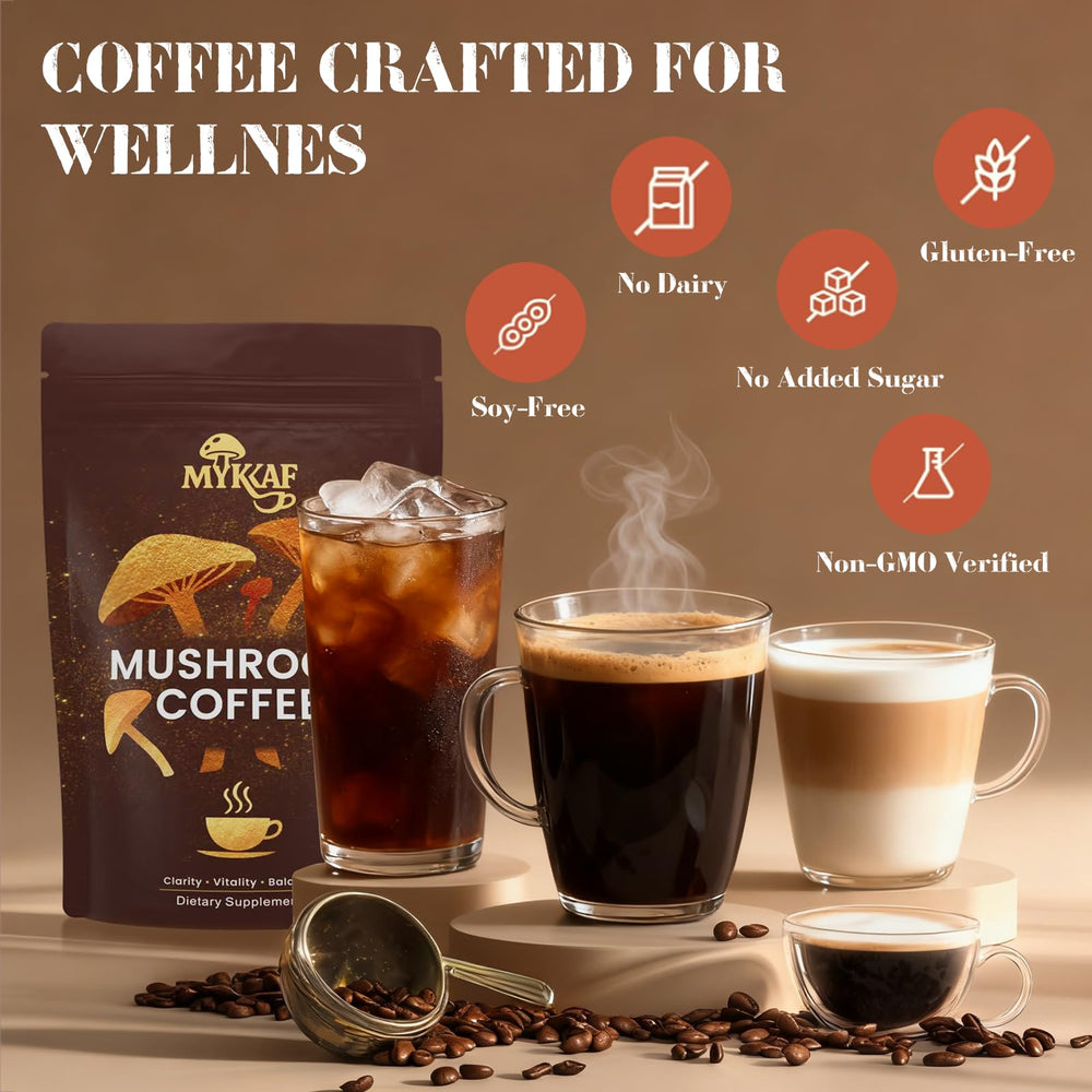 MYKAF Mushroom Coffee pour-over setup showing easy preparation