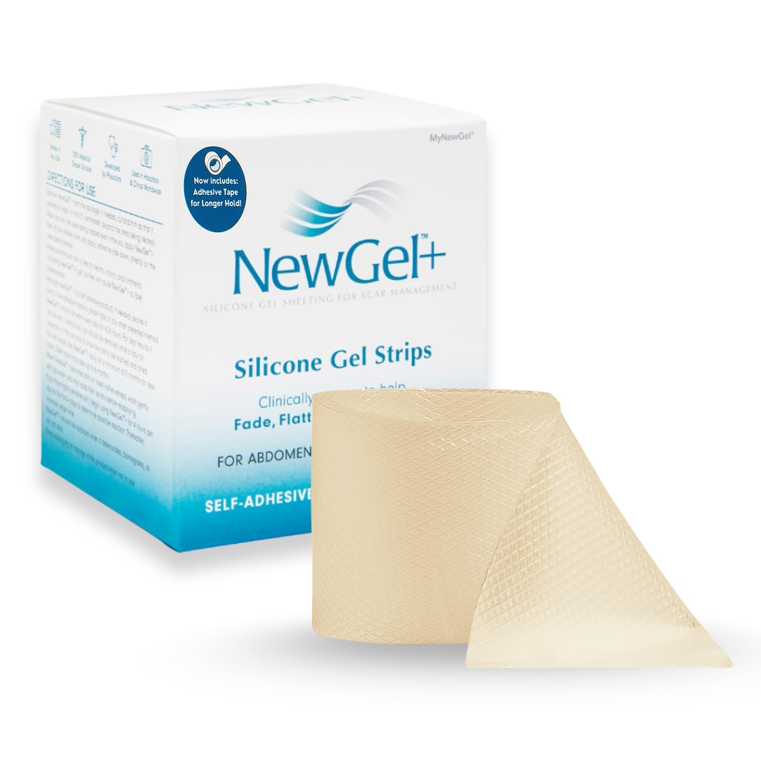 MyNewGel Advanced scar tape on abdomen for scar support.