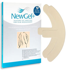 MyNewGel anchor scar sheet under the breast in beige for curved inframammary scars.
