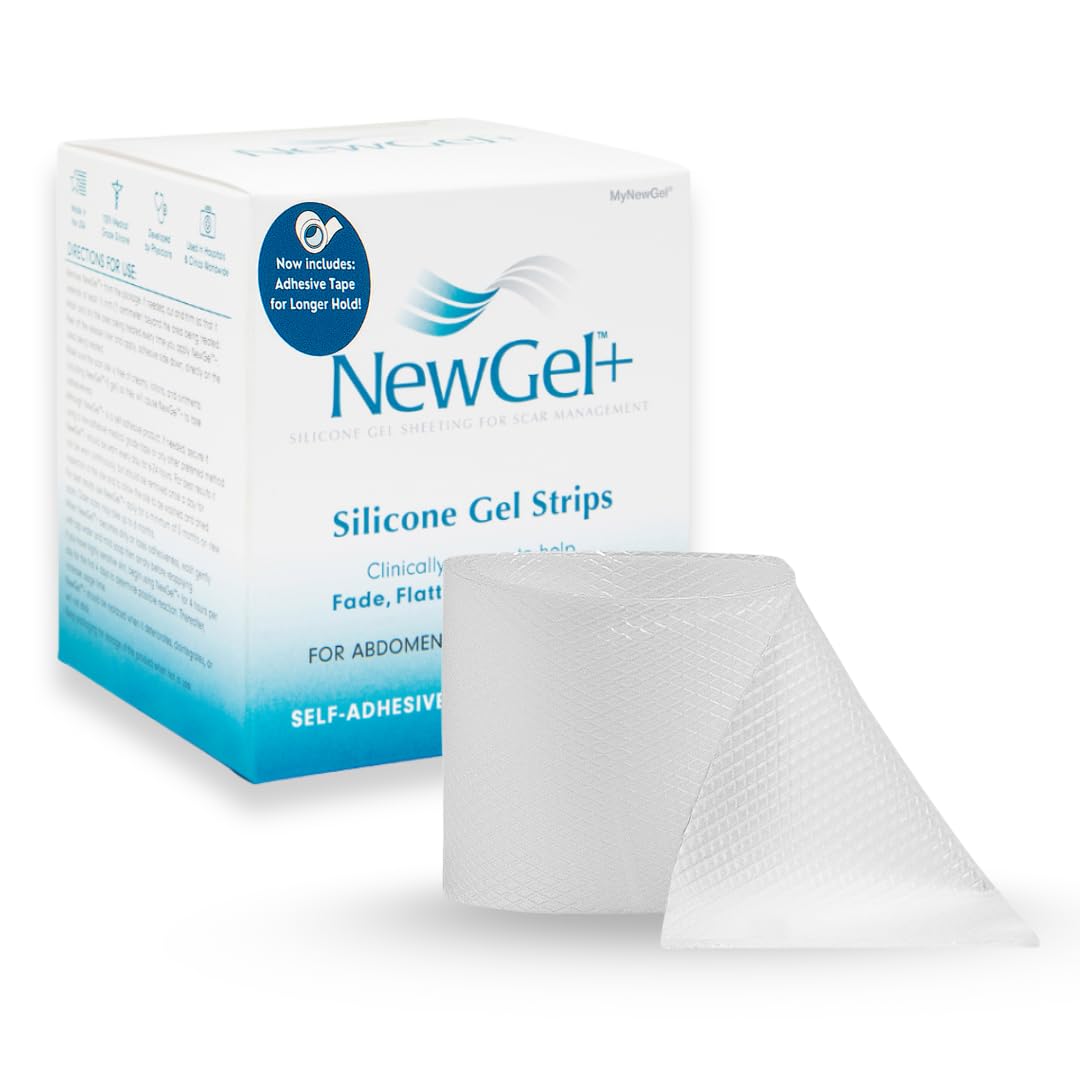 MyNewGel Advanced silicone tape for the abdomen area hydrates and protects scar tissue.