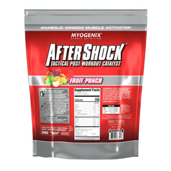 Myogenix Aftershock fruit punch serving in glass shows flavor appeal.