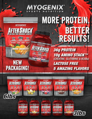 Myogenix Aftershock mixed drink poured into shaker demonstrates convenient recovery.