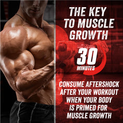 Myogenix AfterShock shake being prepared with water for quick post-workout fueling.