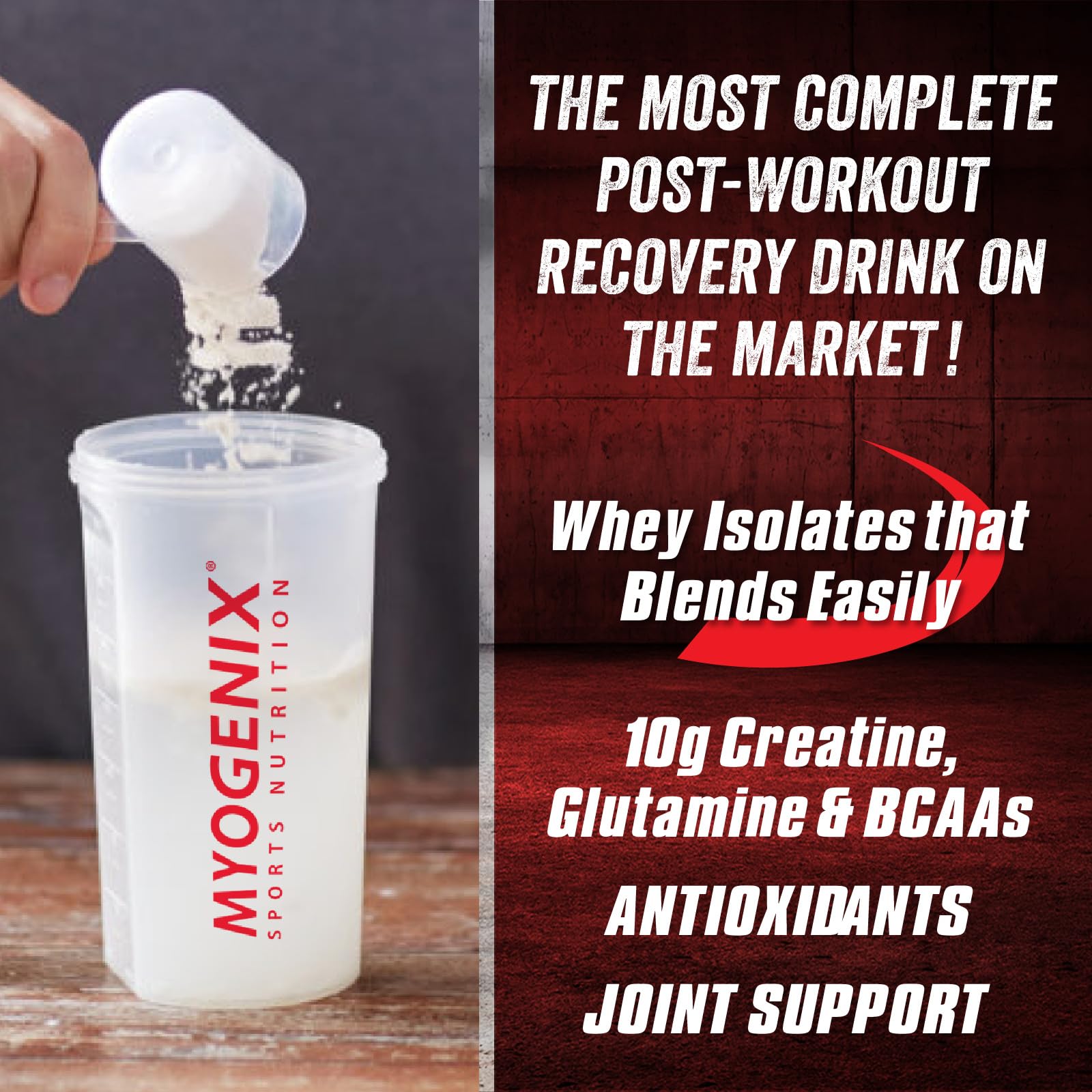 Myogenix Aftershock tub front displays fruit punch flavor and 6 lb size.