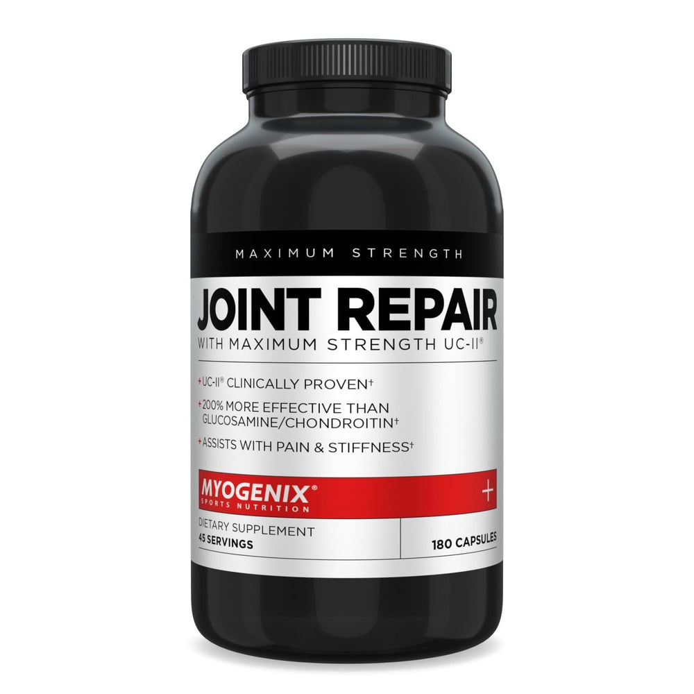 Myogenix Joint and Tissue bottle cap view highlights daily use and joint support.