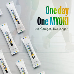MYOKI stick dissolving in water illustrating quick, low-calorie mixing.
