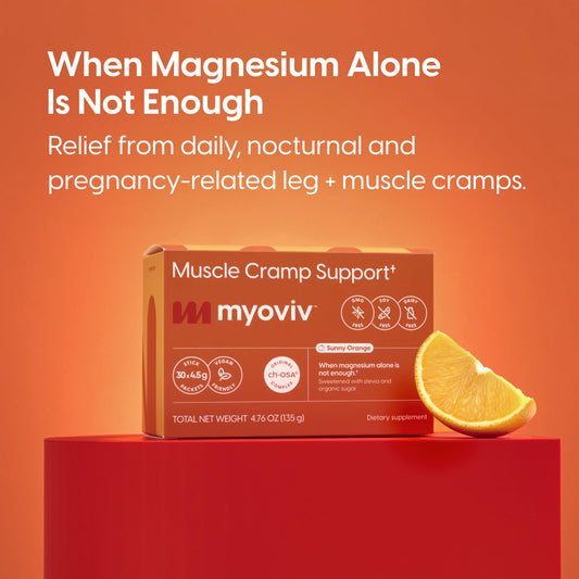 MYOVIV cramps-relief packets offer convenient, drug-free support anywhere.