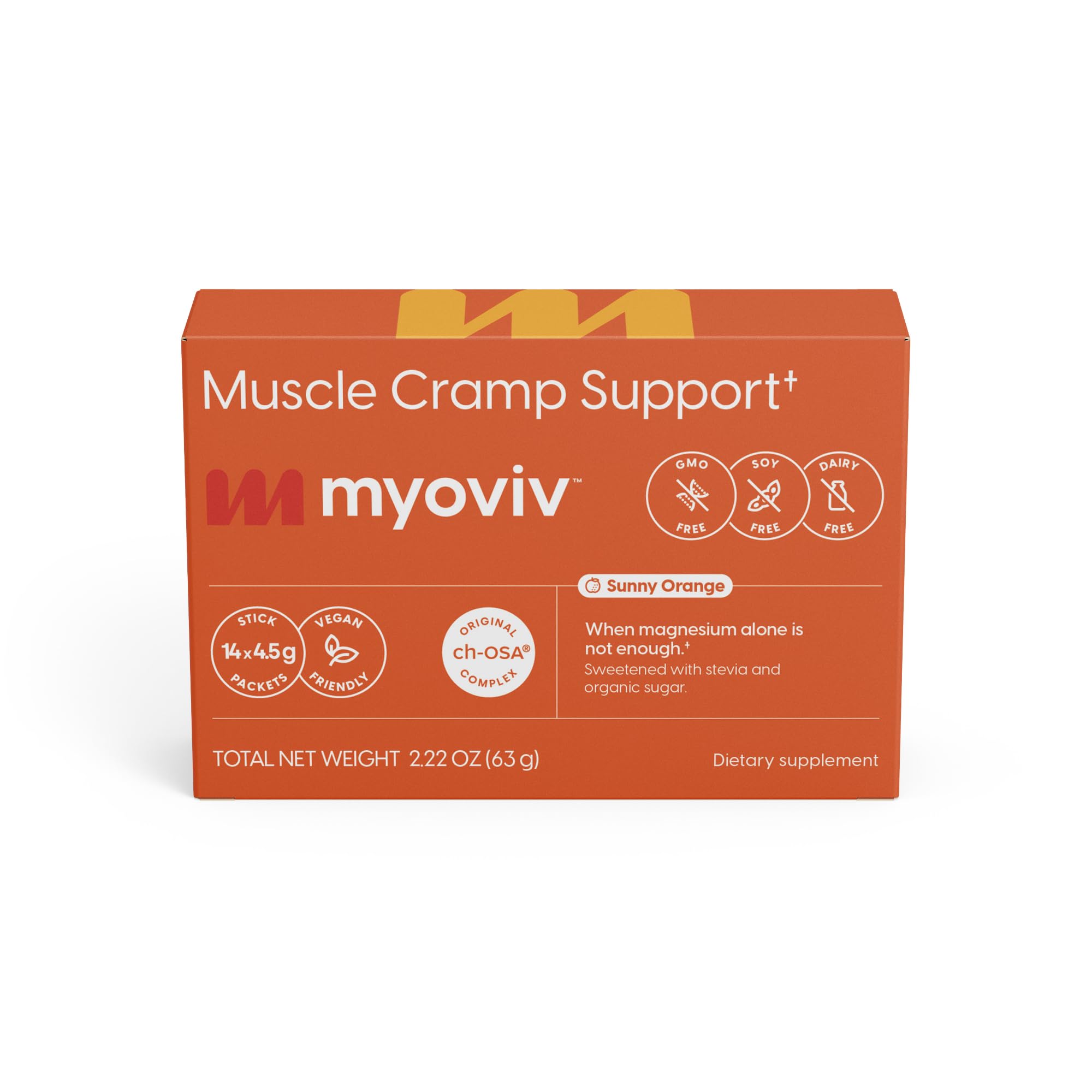 MYOVIV sunny orange packets ready to mix for fast cramps relief