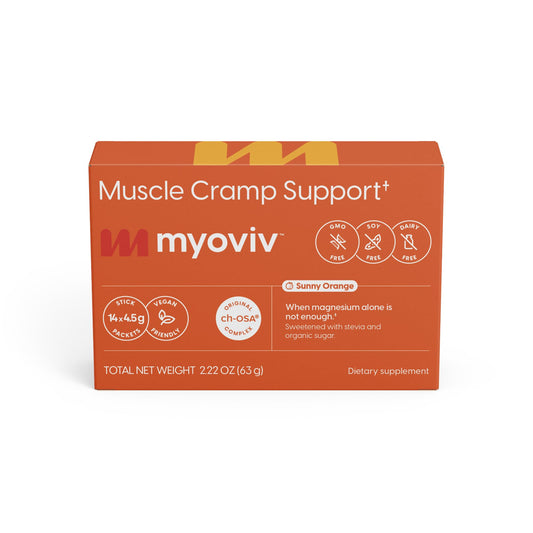MYOVIV sunny orange packets ready to mix for fast cramps relief