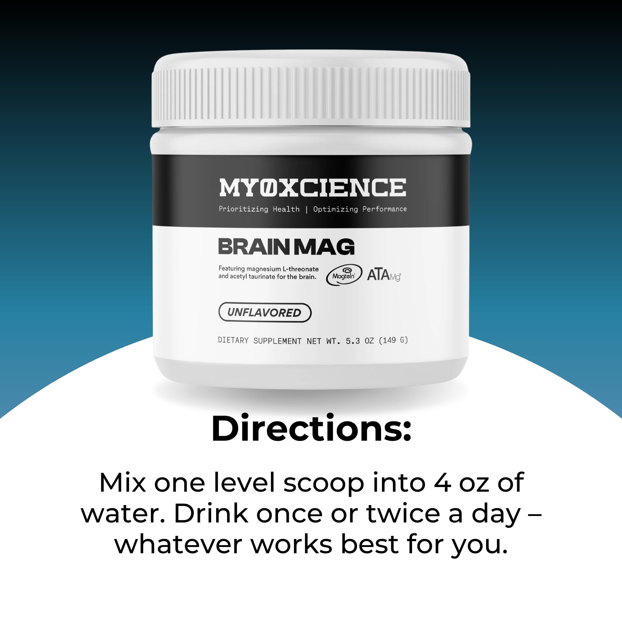MYOXCIENCE Brain Mag container with 60 servings label.