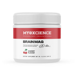 MYOXCIENCE Brain Magtein bottle pour shows easy daily dosing for focus.