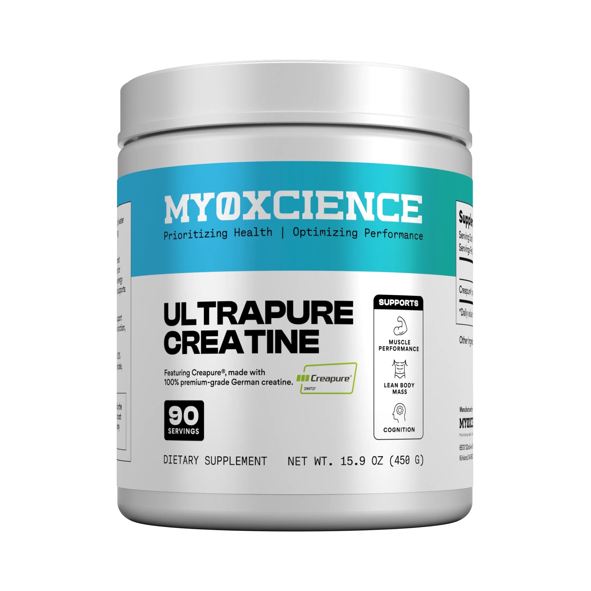MYOXCIENCE Creapure Creatine bottle—purity for workouts