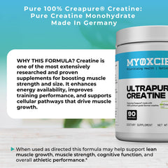 MYOXCIENCE Creapure Creatine label close-up highlighting quality
