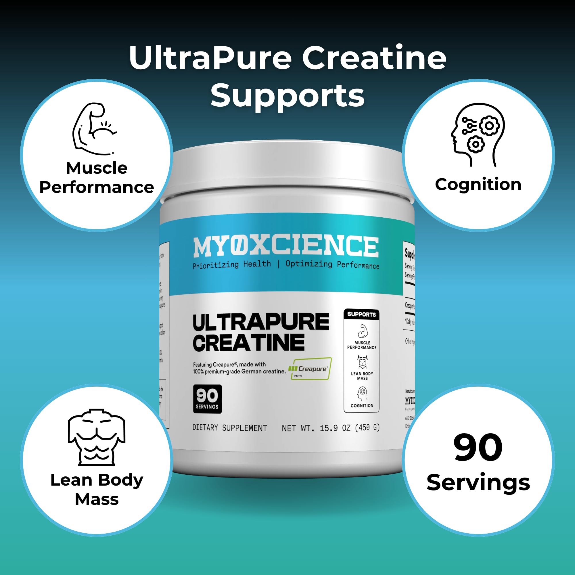 MYOXCIENCE Creapure Creatine in a glass for daily energy support