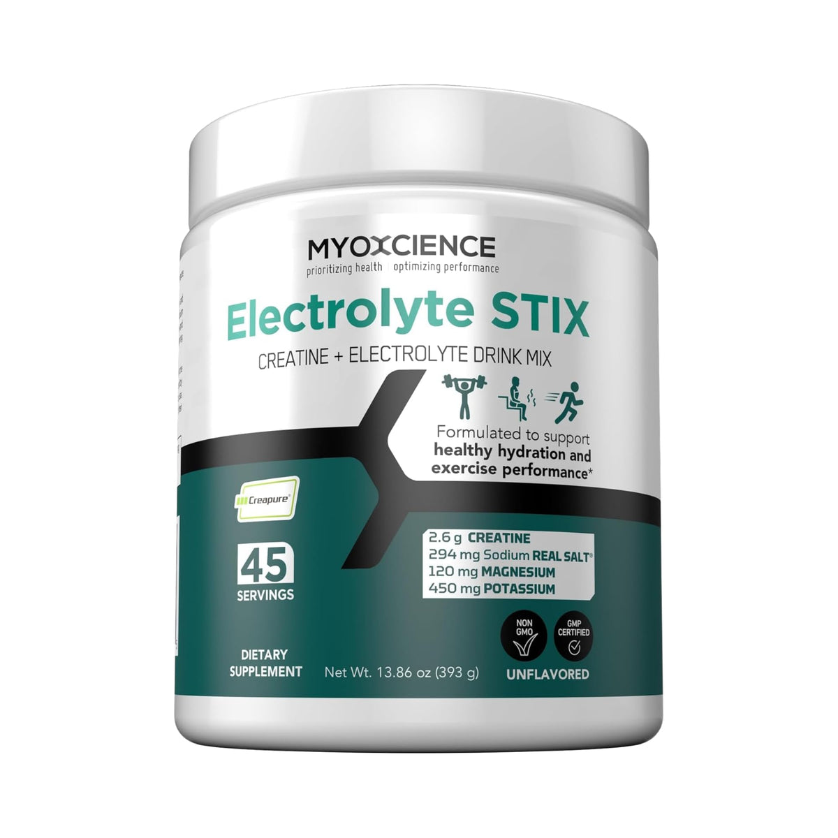 MYOXCIENCE Electrolyte STIX bottle for easy hydration on the go.