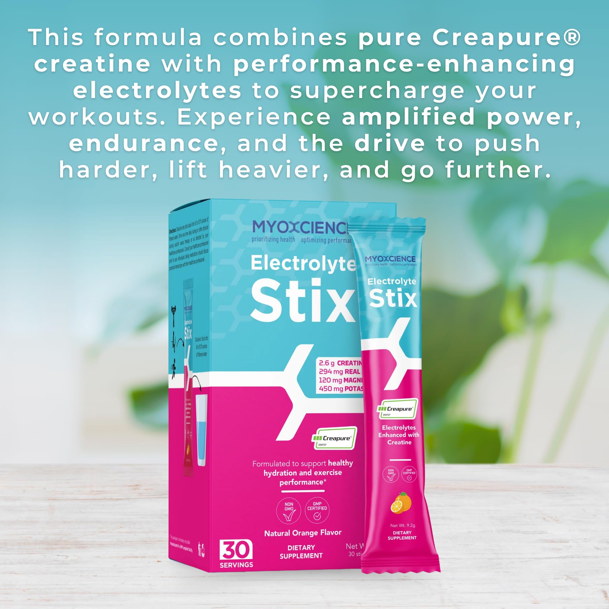 MYOXCIENCE Electrolyte STIX with real salt detail highlights mineral balance for better hydration.