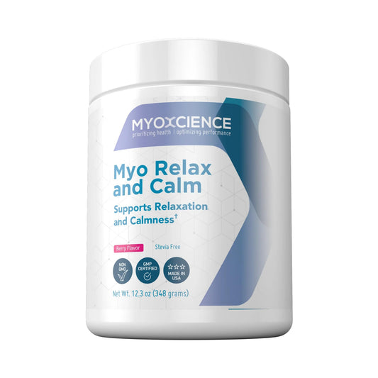 MYOXCIENCE Myo Relax bottle supports calm evenings and restful sleep.