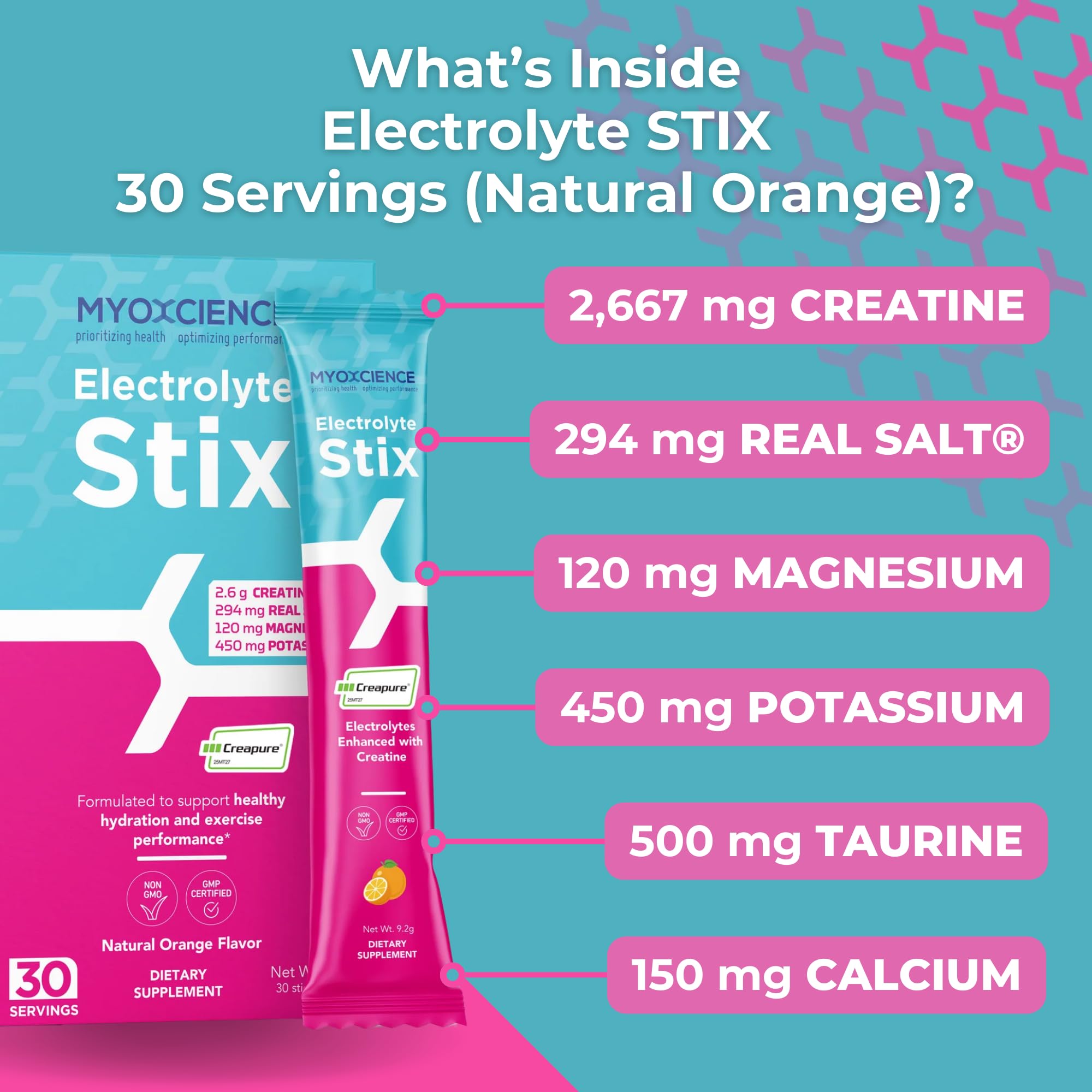 MYOXCIENCE STIX potassium citrate supports electrolyte balance during activity.