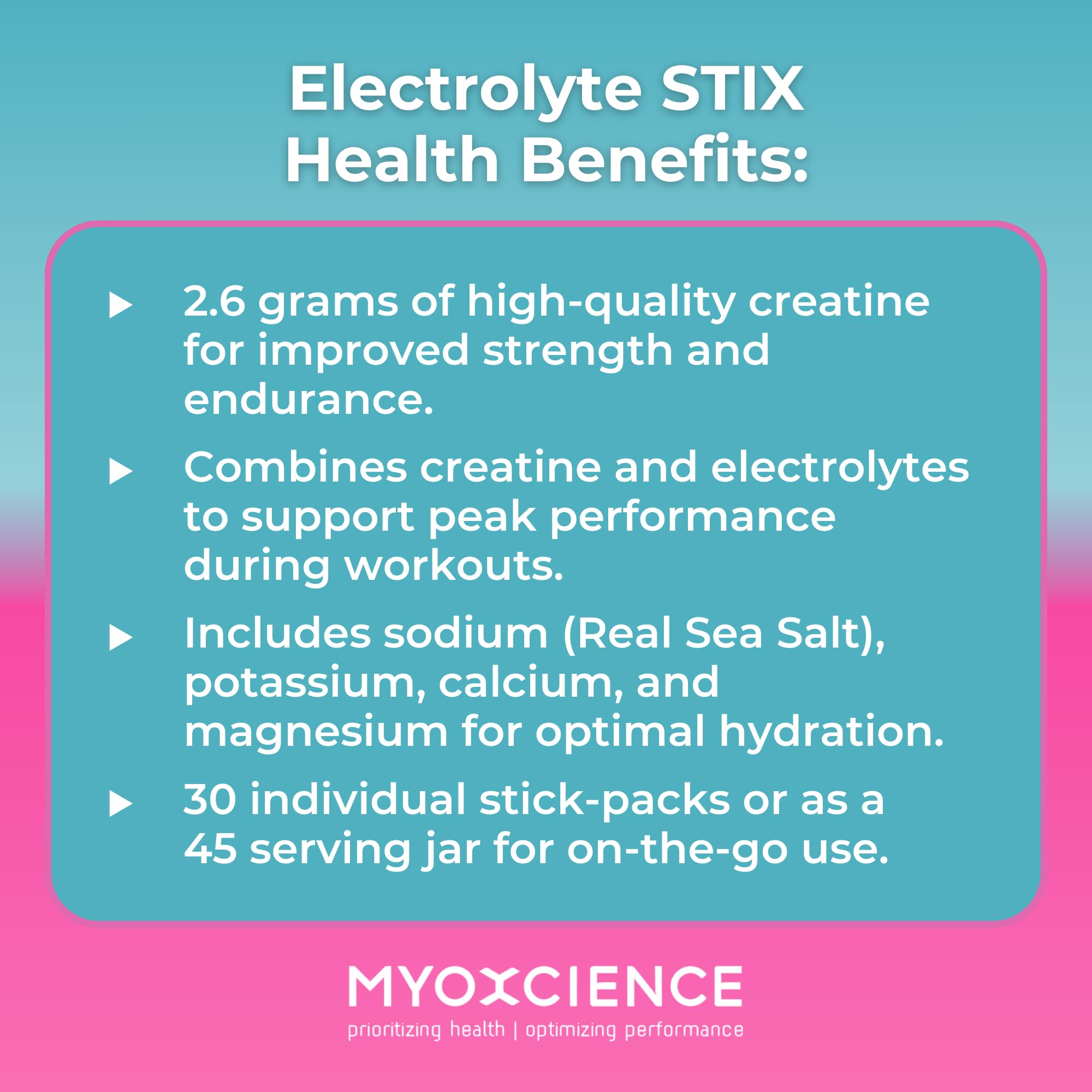 MYOXCIENCE STIX travel stick-pack ideal for gym bag hydration on the go.