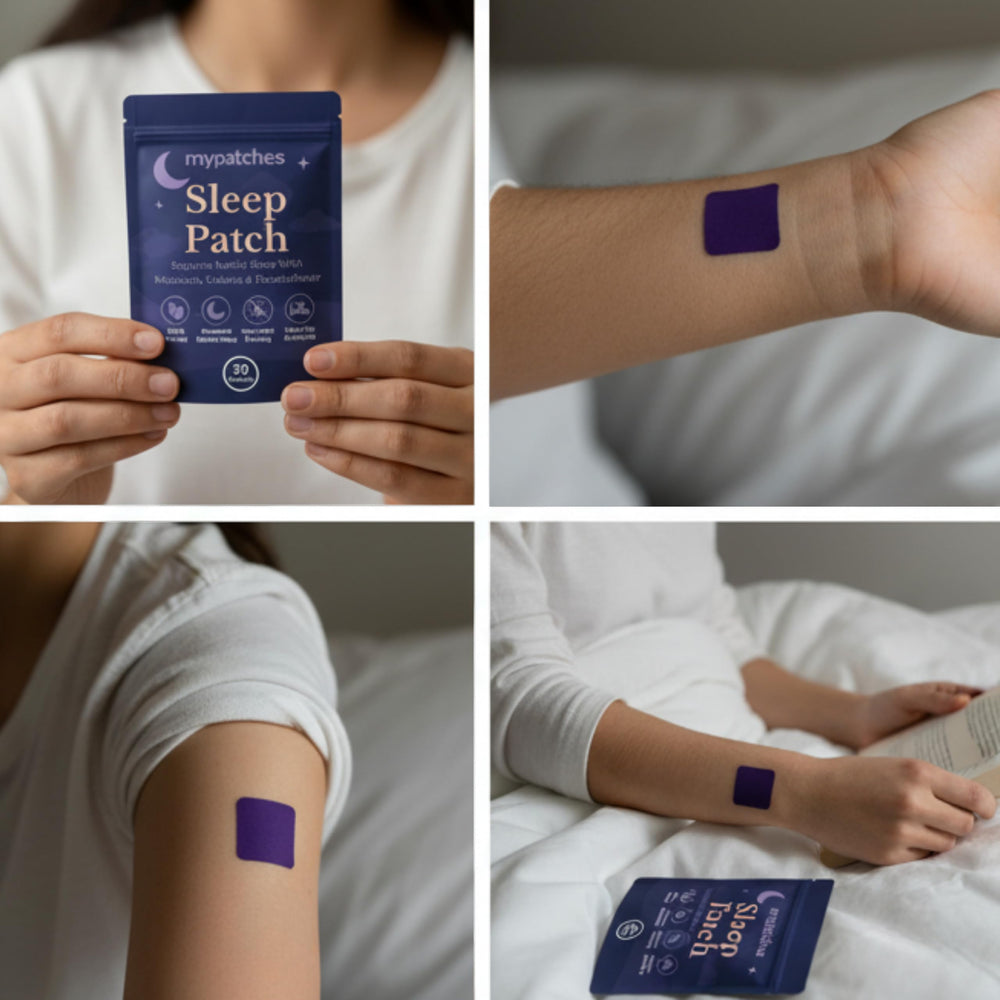 My patches Sleep Patch packaging highlights vegan, non-habit forming sleep support.