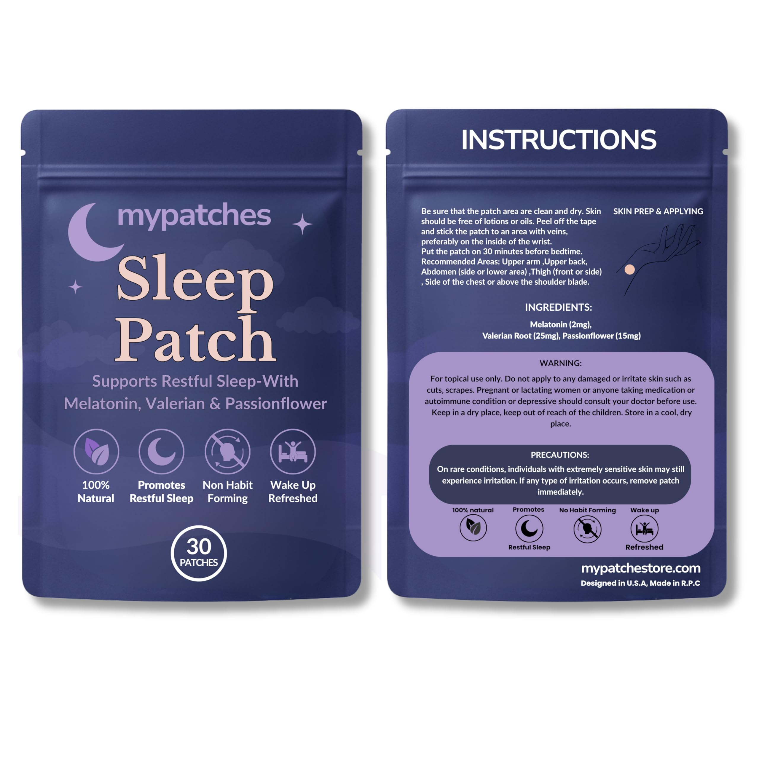 My patches Sleep Patch with valerian root promoting calmer nights and smoother rest.