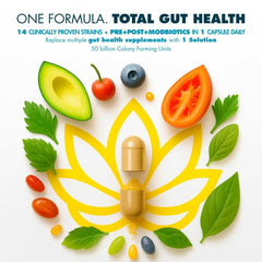 myPEAK PeakBiotic bottle front highlighting vegan probiotic formula for gut health.