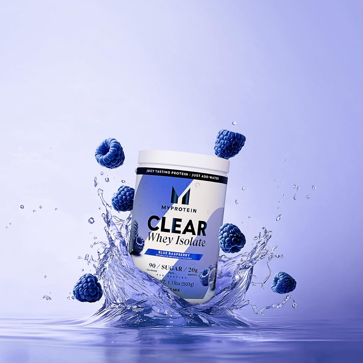 Myprotein Clear Whey Isolate blue raspberry glass ready drink after training