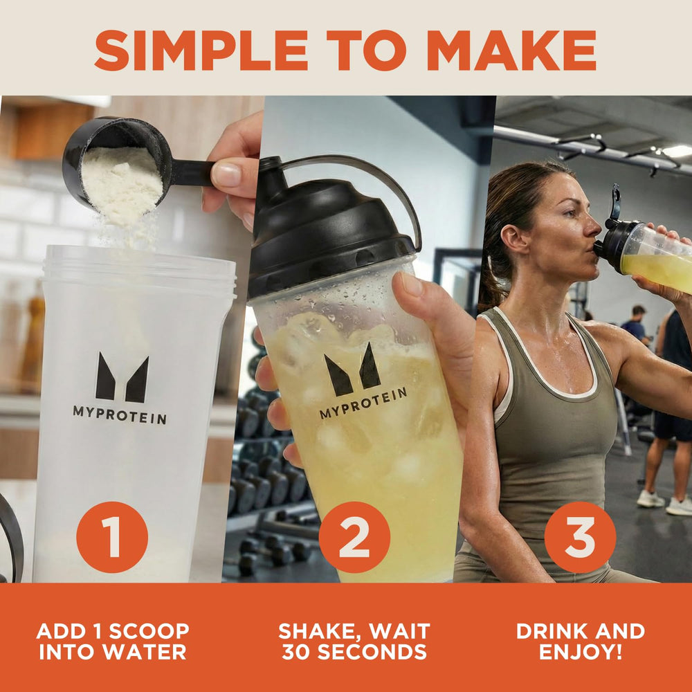 Myprotein Clear Whey Isolate Caramel Apple bottle, smooth taste with lean protein.
