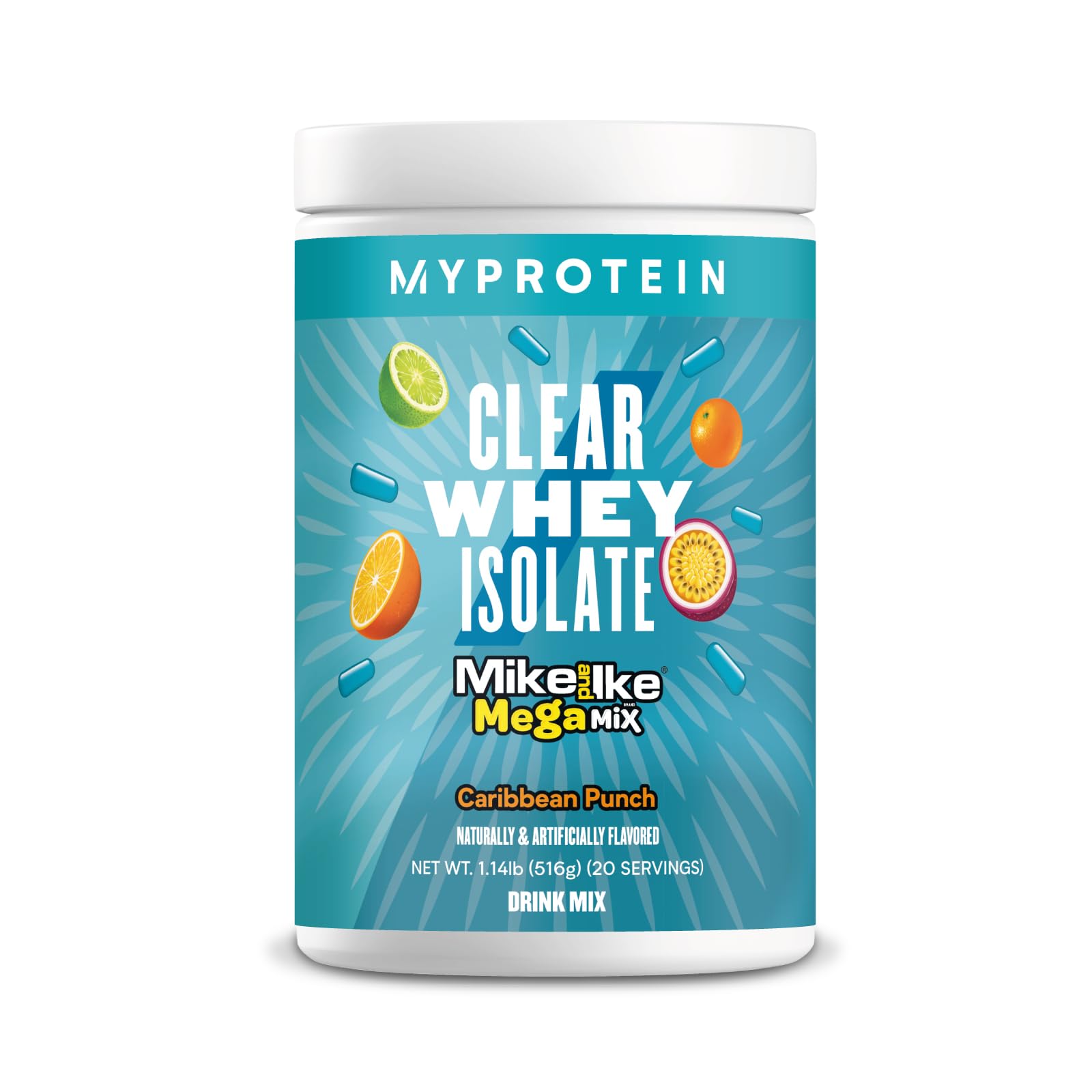 Myprotein Clear Whey Isolate Caribbean Punch bottle offers a fruity post-workout option.