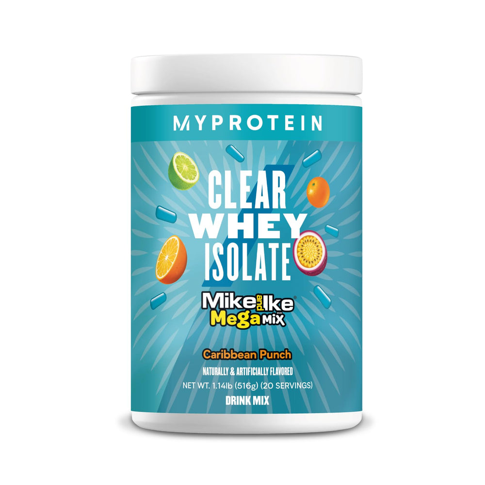 Myprotein Clear Whey Isolate Caribbean Punch bottle offers a fruity post-workout option.