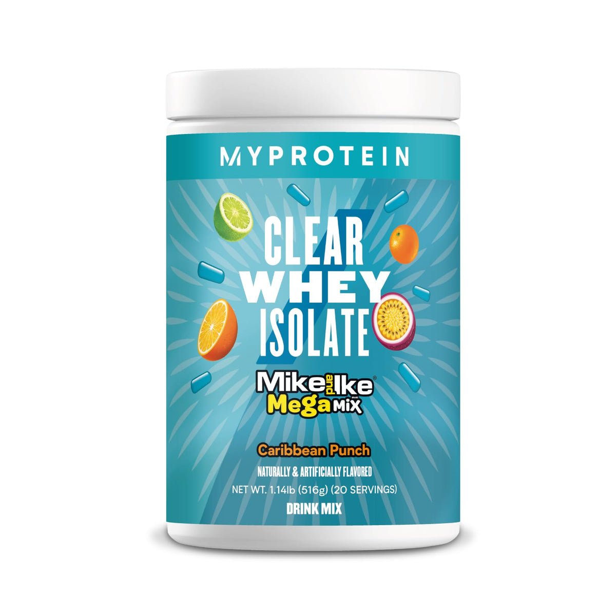 Myprotein Clear Whey Isolate Caribbean Punch bottle offers a fruity post-workout option.