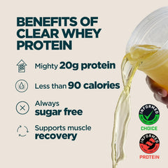 Pouring Myprotein Clear Whey Isolate Lemon Ice Tea for post-workout hydration