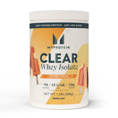 Myprotein Clear Whey Isolate Lemonade bottle showing refreshing, high-protein nutrition.