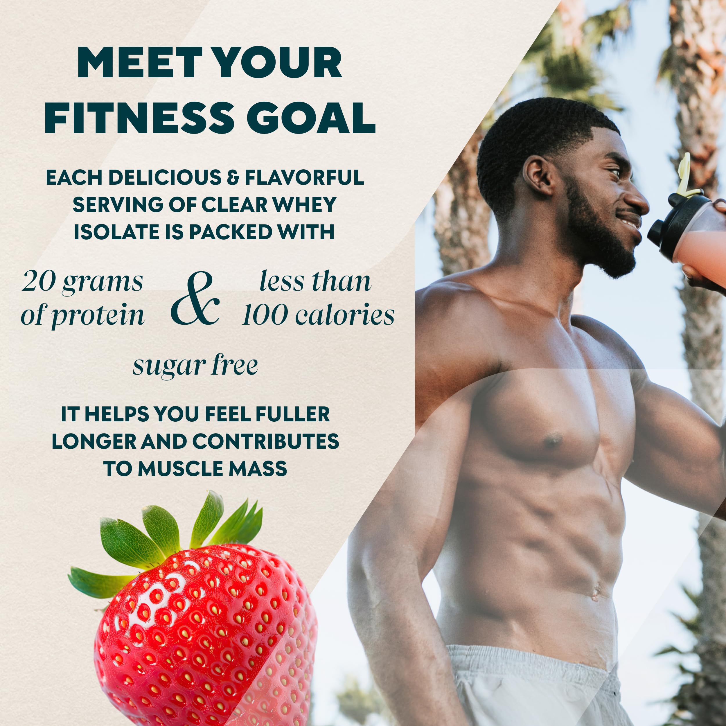 Myprotein Clear Whey Isolate packaging highlights 35 servings and low calories.