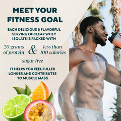Myprotein Clear Whey Isolate Sour Watermelon serving glass highlights refreshing flavor.