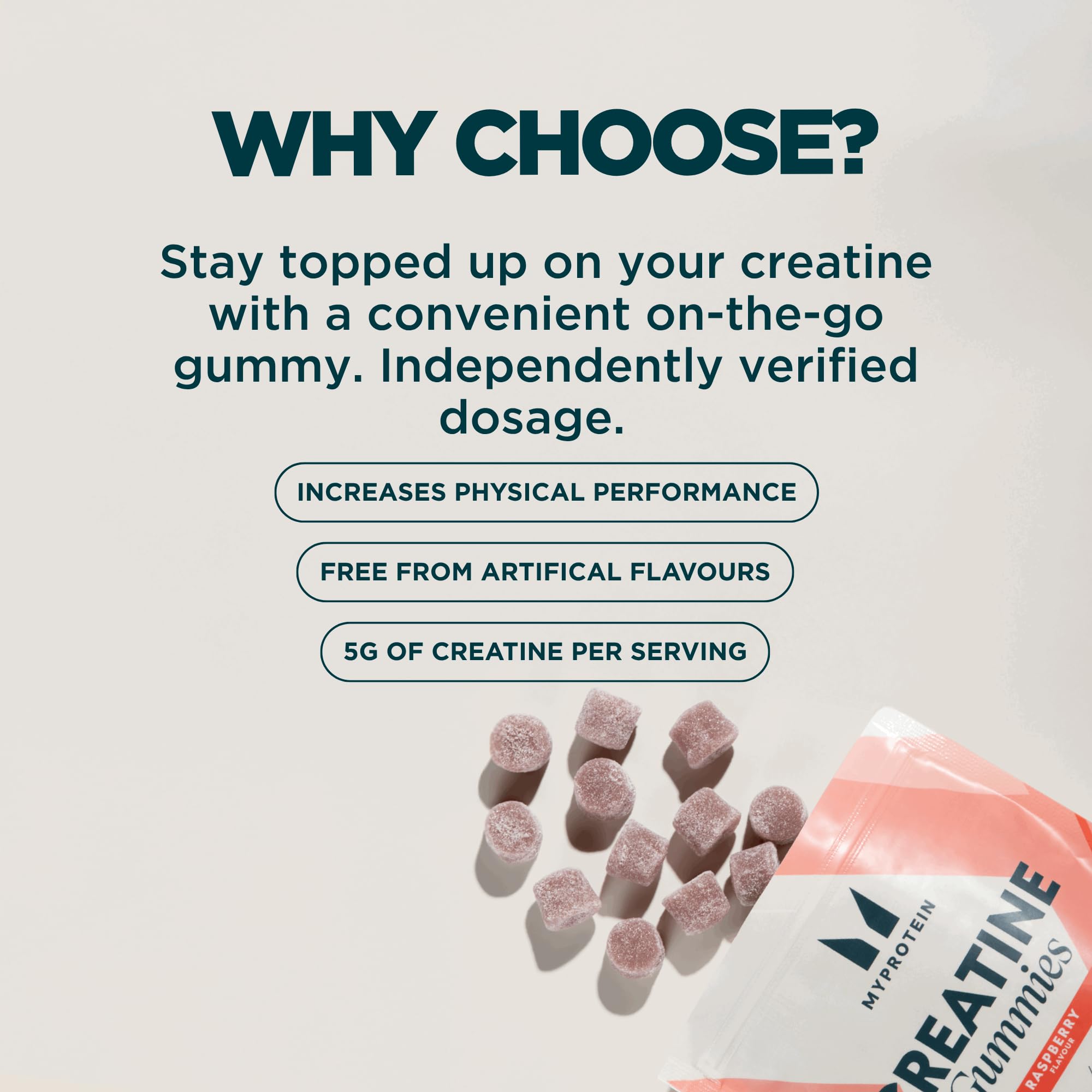 Gummies pouch for travel with Myprotein Creatine Gummies on the go