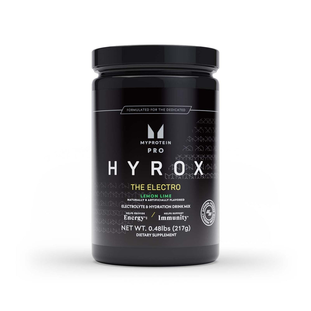 Myprotein HYROX Electro Lemon Lime tub ready for workout hydration