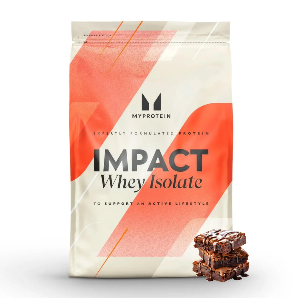 Myprotein Impact Whey Isolate Chocolate Brownie bottle pour supports quick post-workout protein.