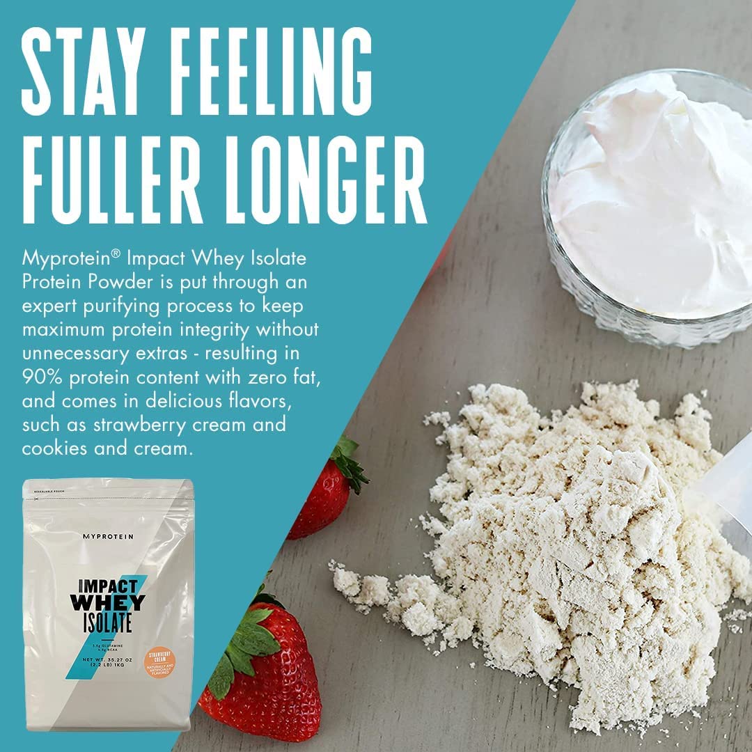 Myprotein Impact Whey Isolate Strawberry shake in glass shows easy post-workout option