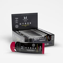 Myprotein Pro x HYROX pre-workout gel pack open for quick energy before training