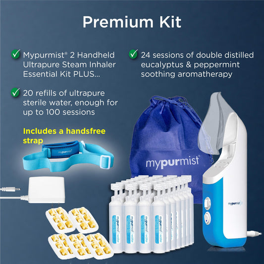 Mypurmist Premium Value Pack contents shown for cost effective steam therapy