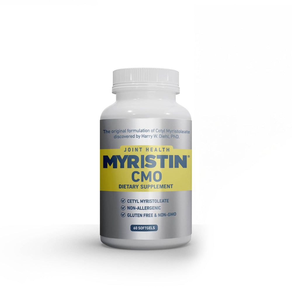 Myristin Joint Support softgel bottle for easy daily use and mobility support.