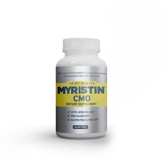 Myristin Joint Support softgel bottle for easy daily use and mobility support.