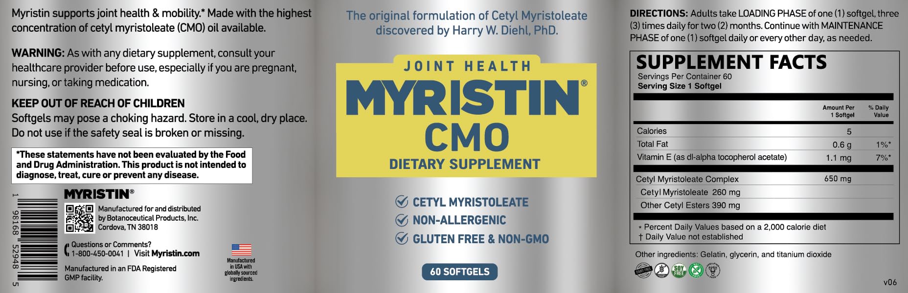 Myristin Joint Support softgel capsules ready for daily use to support joint function.