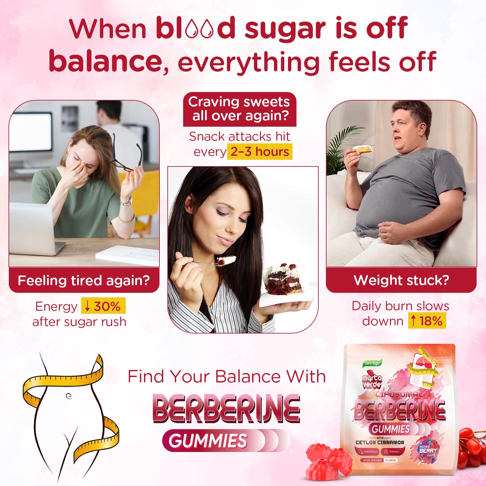 Myrtaverde berberine gummies packed in a pouch enable easy on-the-go dosing.