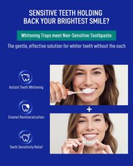 Close-up of MySmile prefills showing easy, mess-free whitening trays.