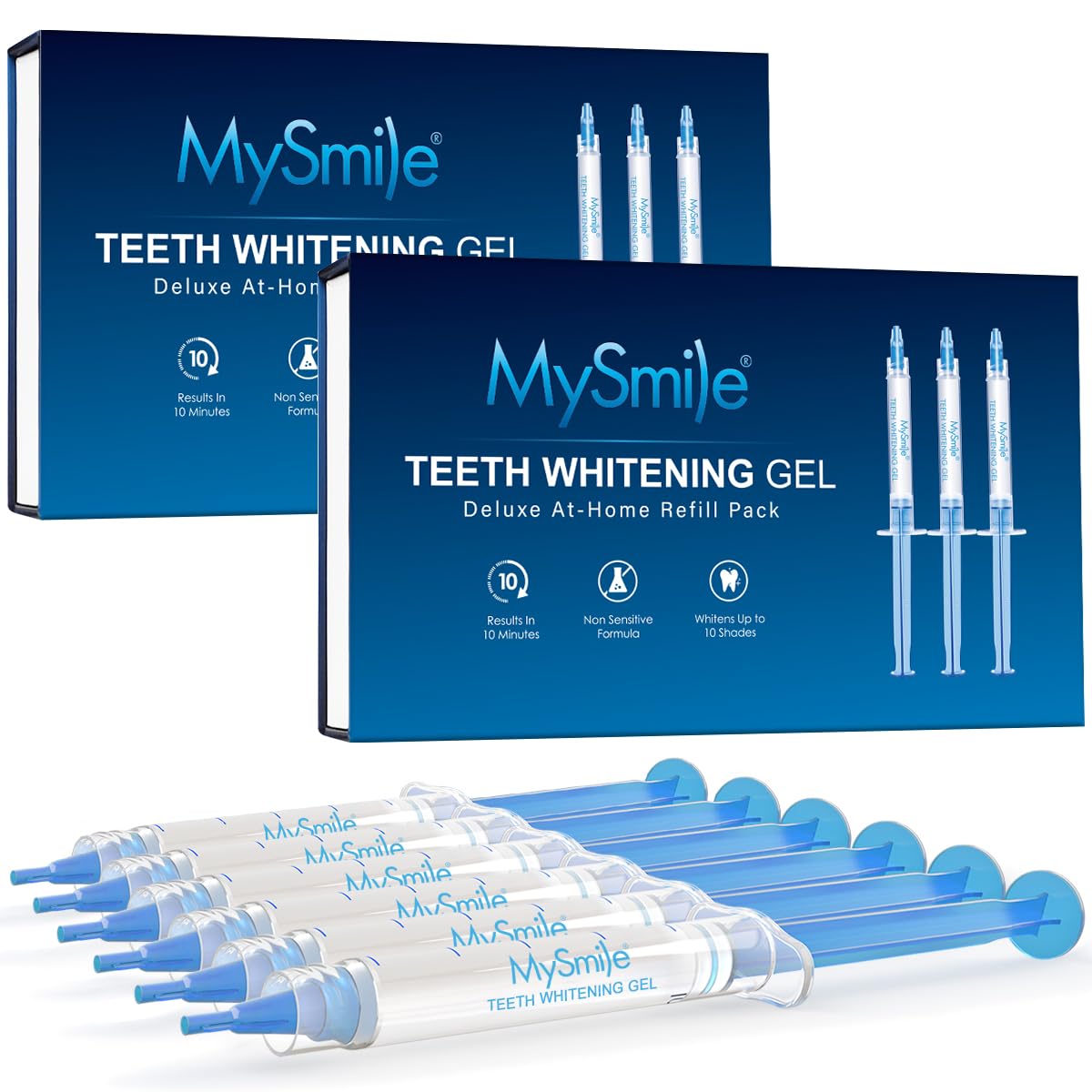 MySmile refill pack with six 3ml tubes for at-home whitening sessions.
