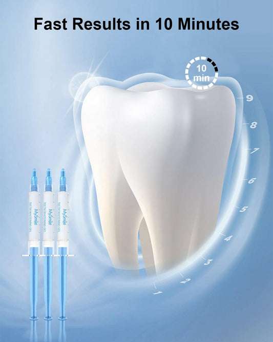 Six 3ml gels in MySmile refill set for multiple whitening sessions.
